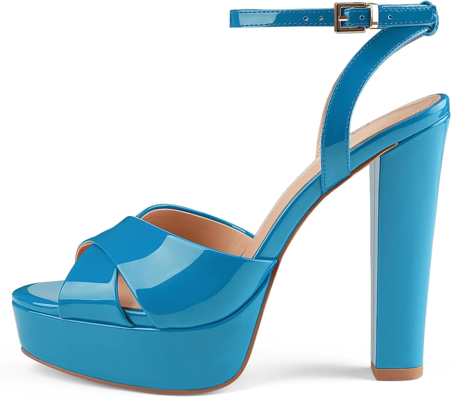 Oh Mispares Block High Heel Sandals for Women Peep Toe Platform Cross Strappy Sexy Heeled Gold Slingback Heels for Dress Jeans Summer Weddings