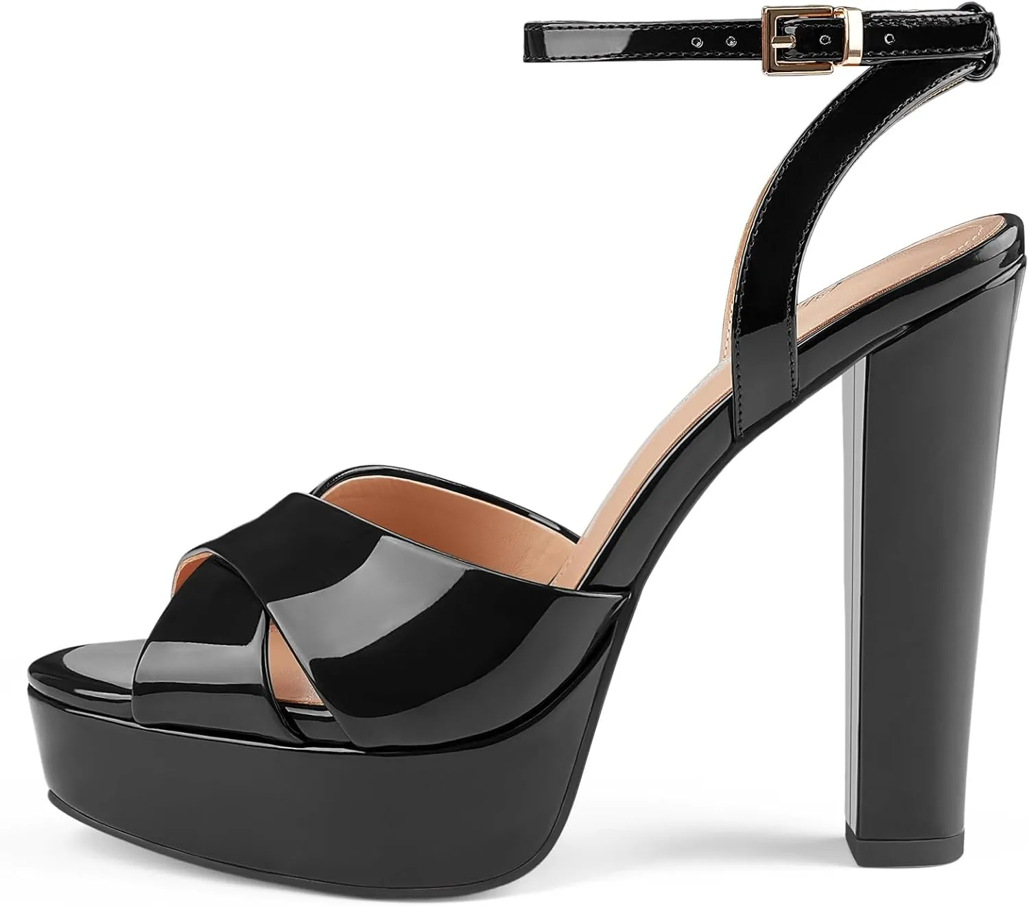 Oh Mispares Block High Heel Sandals for Women Peep Toe Platform Cross Strappy Sexy Heeled Gold Slingback Heels for Dress Jeans Summer Weddings
