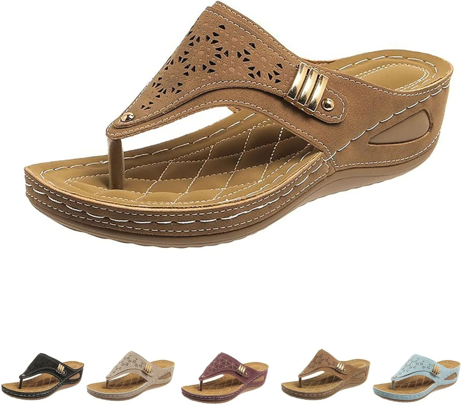 Orthopedic Sandals for Women, Bohemia Breathable Mesh Hollow Wedge Sandals 2025, Orthopedic Flip-Flops Summer Casual Sandals
