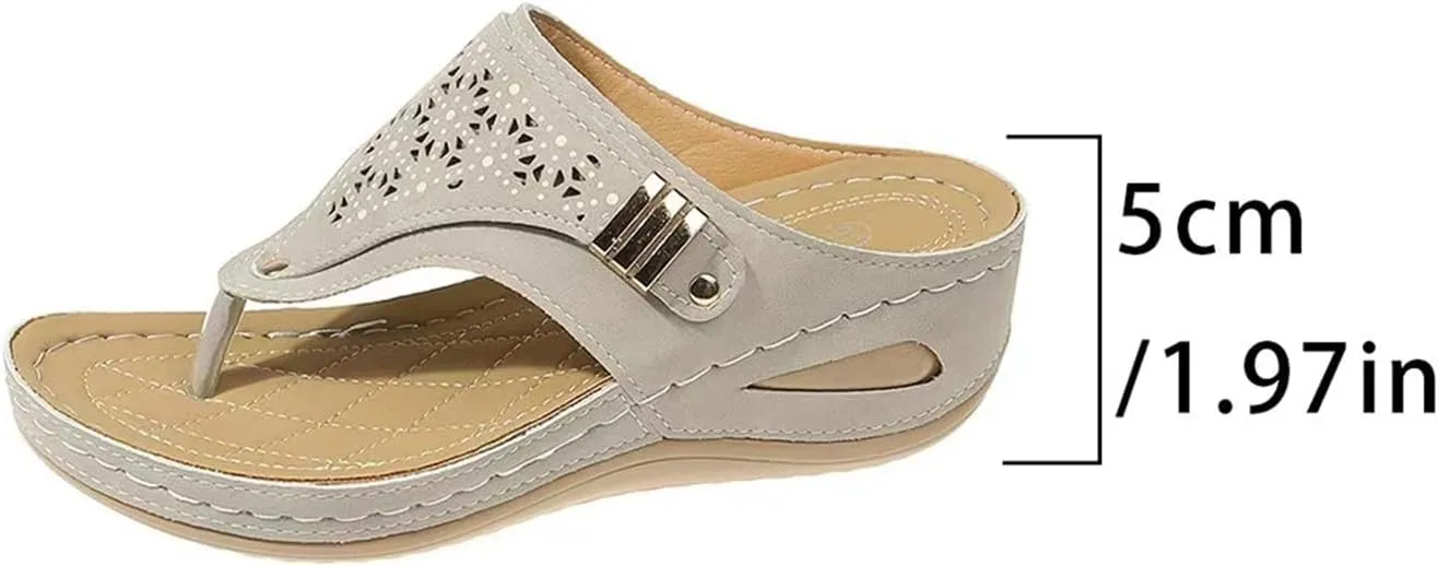 Orthopedic Wedge Flip Flops Women Summer Dressy Flat Open Toe Platform Sandals with Arch Support Silppers Comfortable Slip on Sandals Beach Sandals Dress Shoes Vacation Slippers