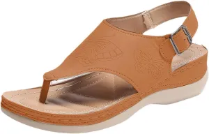 Orthopedic Womens Dress Thong Shoes with Arch Support Adjustable Strap Slip on Elegant Breathable Summer Open Toe Comfortable Lightweight Low Wedge Shoes 2025 Fashion Sandals