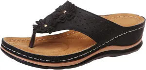 Orthotic Sandals for Women Extra Wide Flip Flops Beach Non Slip Wedge Sandal Dressy Wide Arch Support Shoes for Womens Wedge Shoes Slip On Dressy Wedge Orthopedic Shoe for Woman
