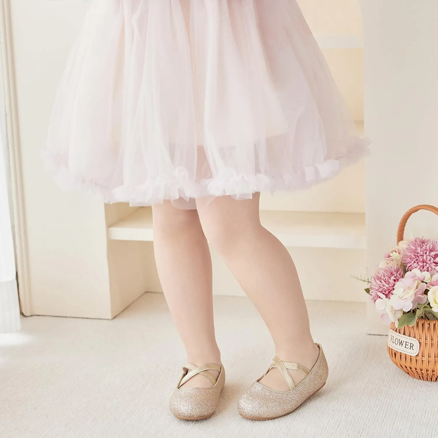 Otter MOMO Toddler Little Girls Party Dress Princess Shoes Slip On Mary Jane Ballerina Flats Shoes