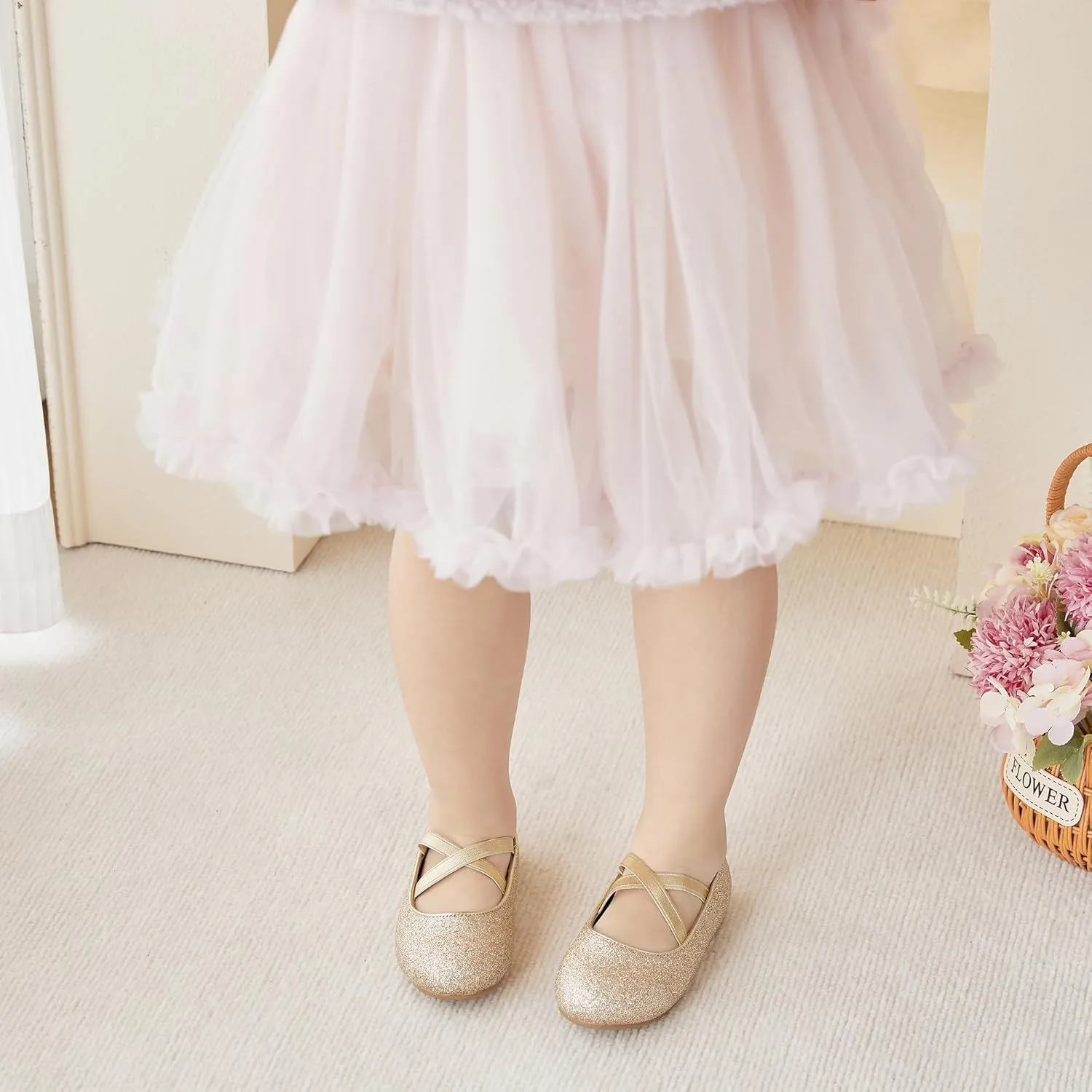 Otter MOMO Toddler Little Girls Party Dress Princess Shoes Slip On Mary Jane Ballerina Flats Shoes