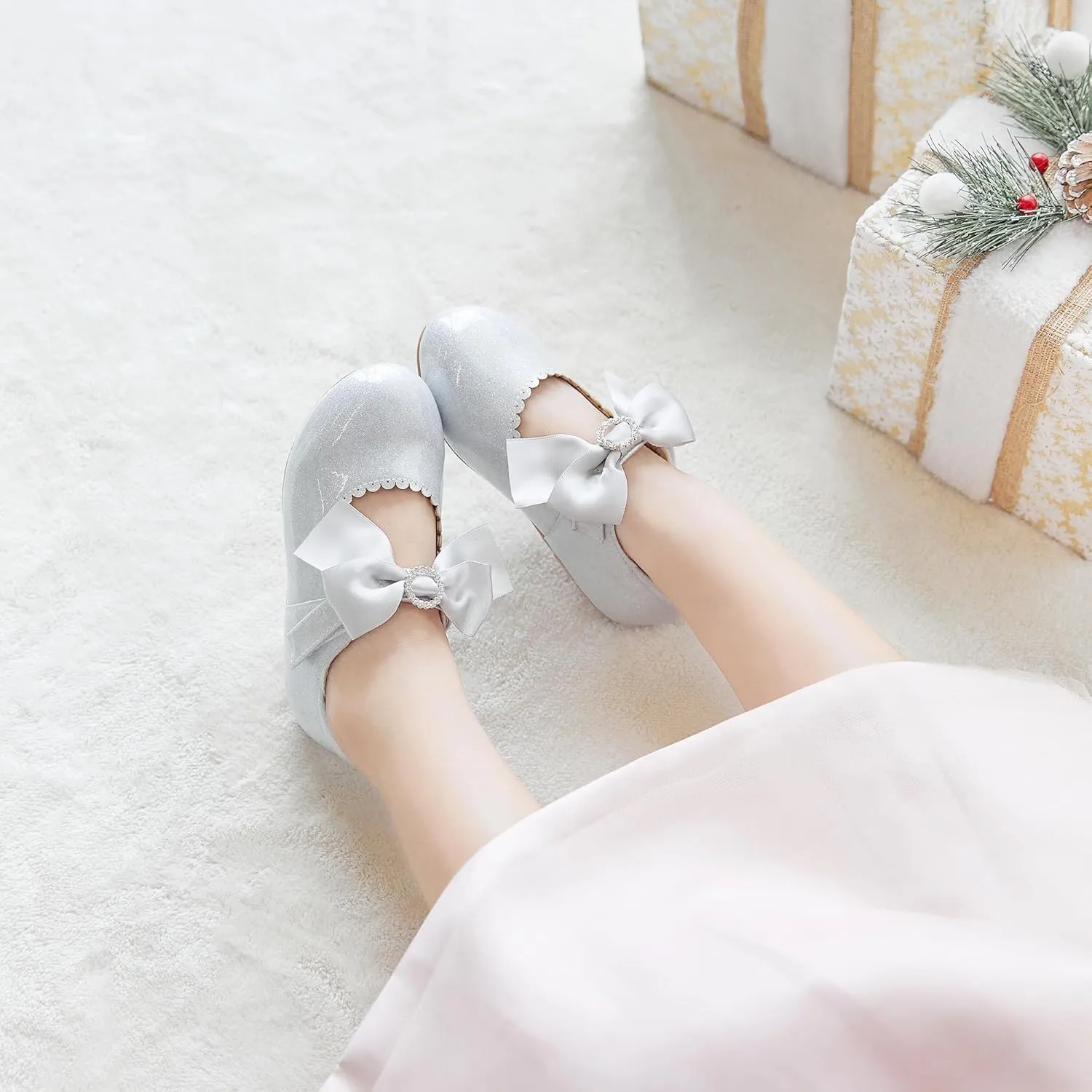 Otter MOMO Toddler Little Girls Party Dress Princess Shoes Slip On Mary Jane Ballerina Flats Shoes