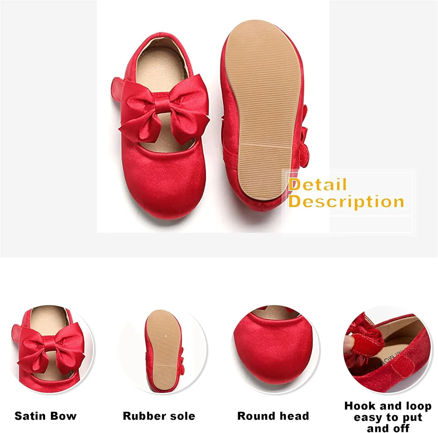 Otter MOMO Toddler/Little Girls Mary Jane Ballerina Flats Shoes Slip-on School Party Dress Shoes