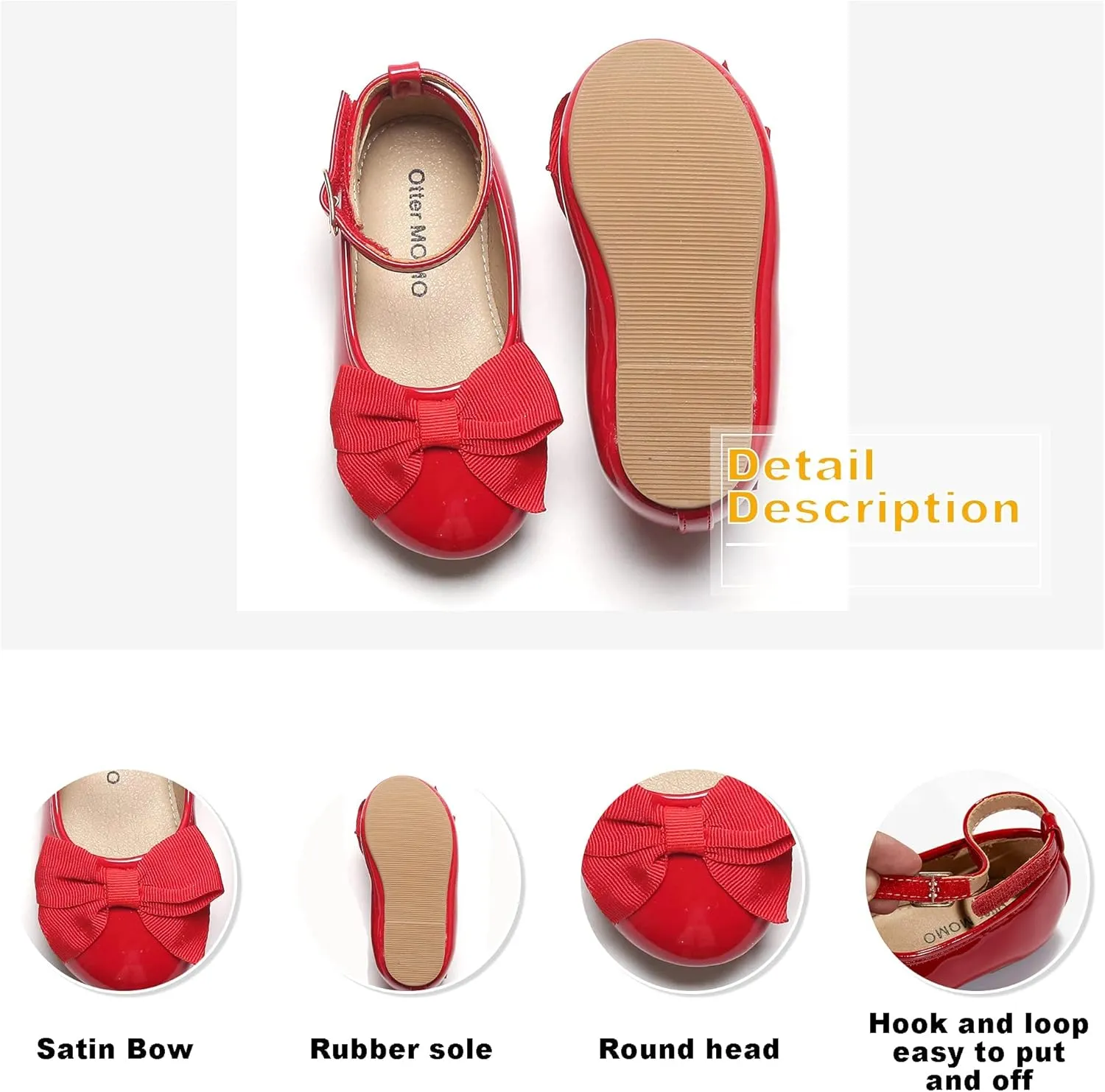 Otter MOMO Toddler/Little Girls Mary Jane Ballerina Flats Shoes Slip-on School Party Dress Shoes