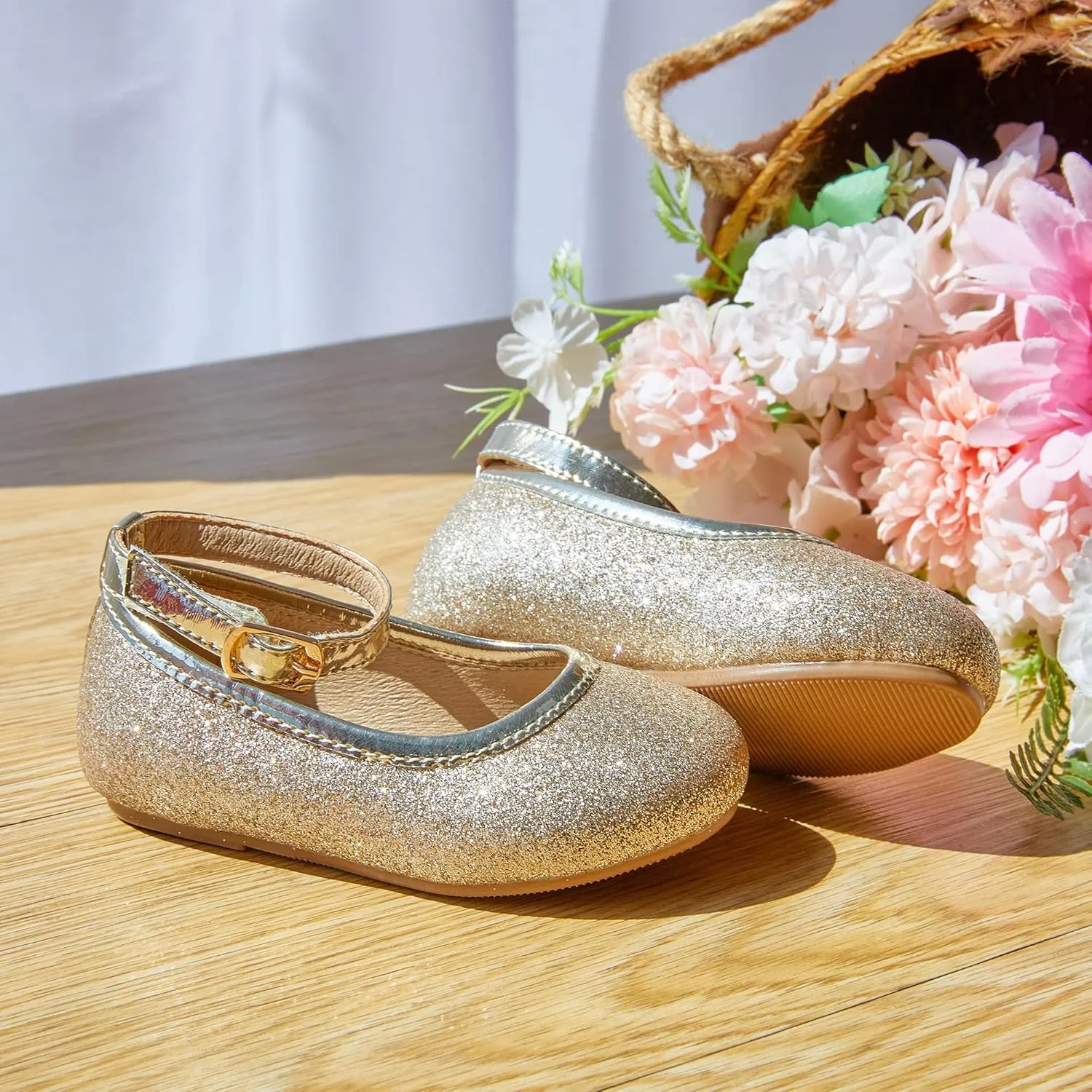 Otter MOMO Toddler/Little Girls Mary Jane Ballerina Flats Shoes Slip-on School Party Dress Shoes