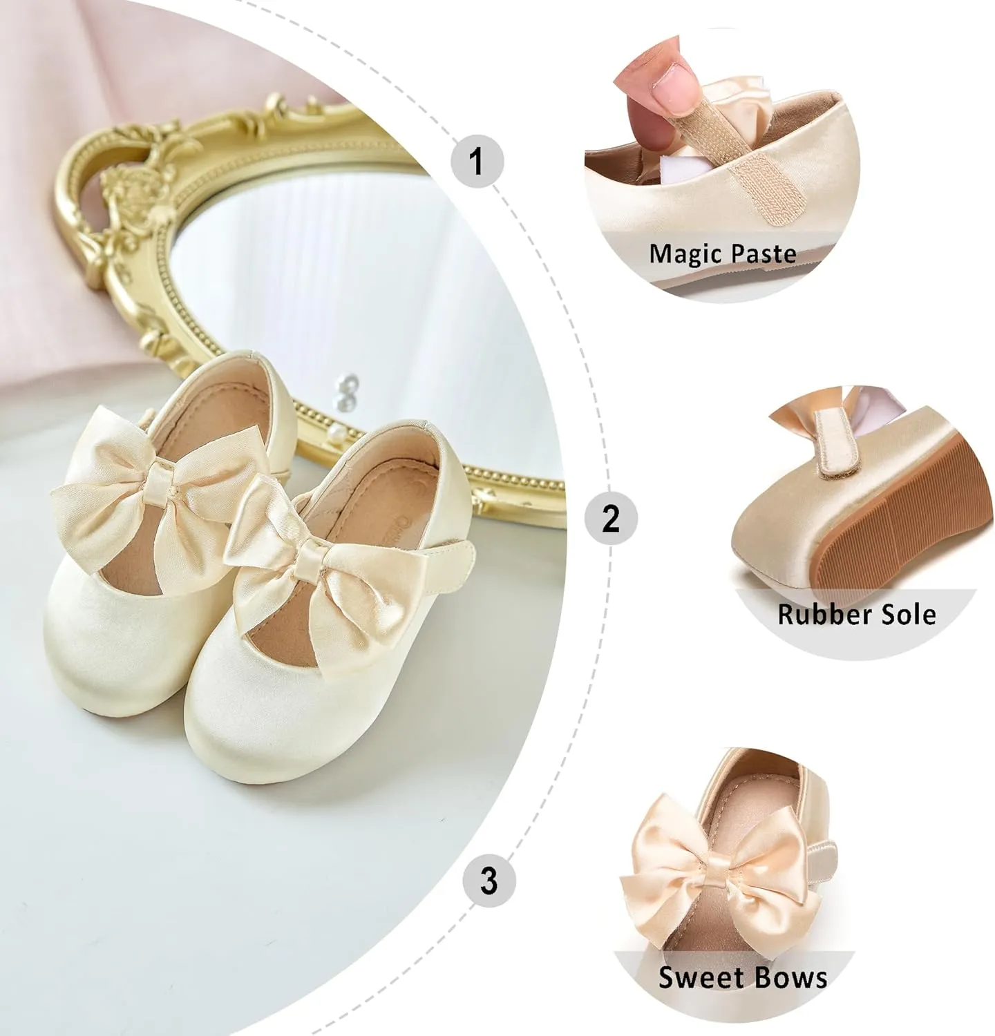 Otter MOMO Toddler/Little Girls Mary Jane Ballerina Flats Shoes Slip-on School Party Dress Shoes