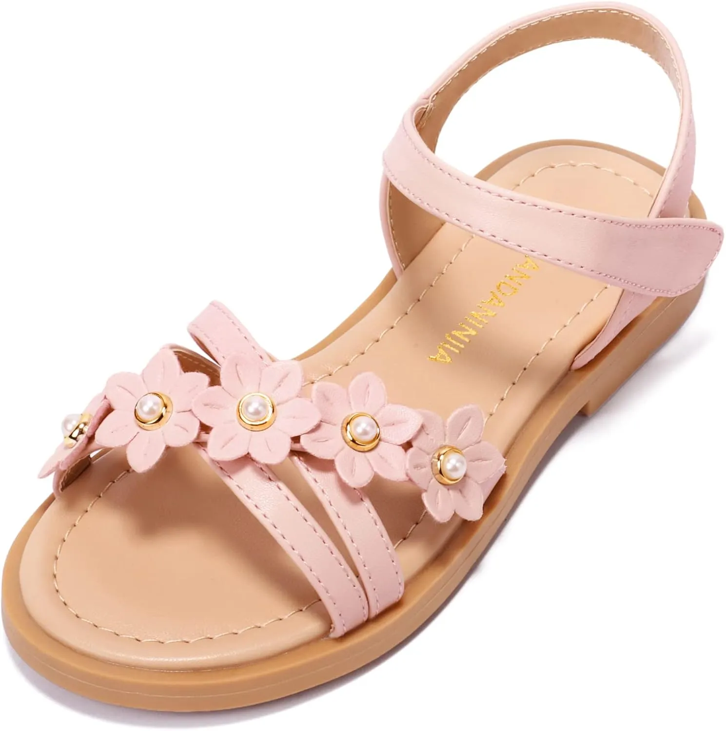 PANDANINJIA Girls Sandals Toddler Little Big Kids Kid Cute Open Toe Flats Dress Sandals Mona Summer Shoes