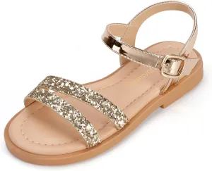 PANDANINJIA Girls Sandals Toddler Little Big Kids Kid Cute Open Toe Flats Dress Sandals Mona Summer Shoes