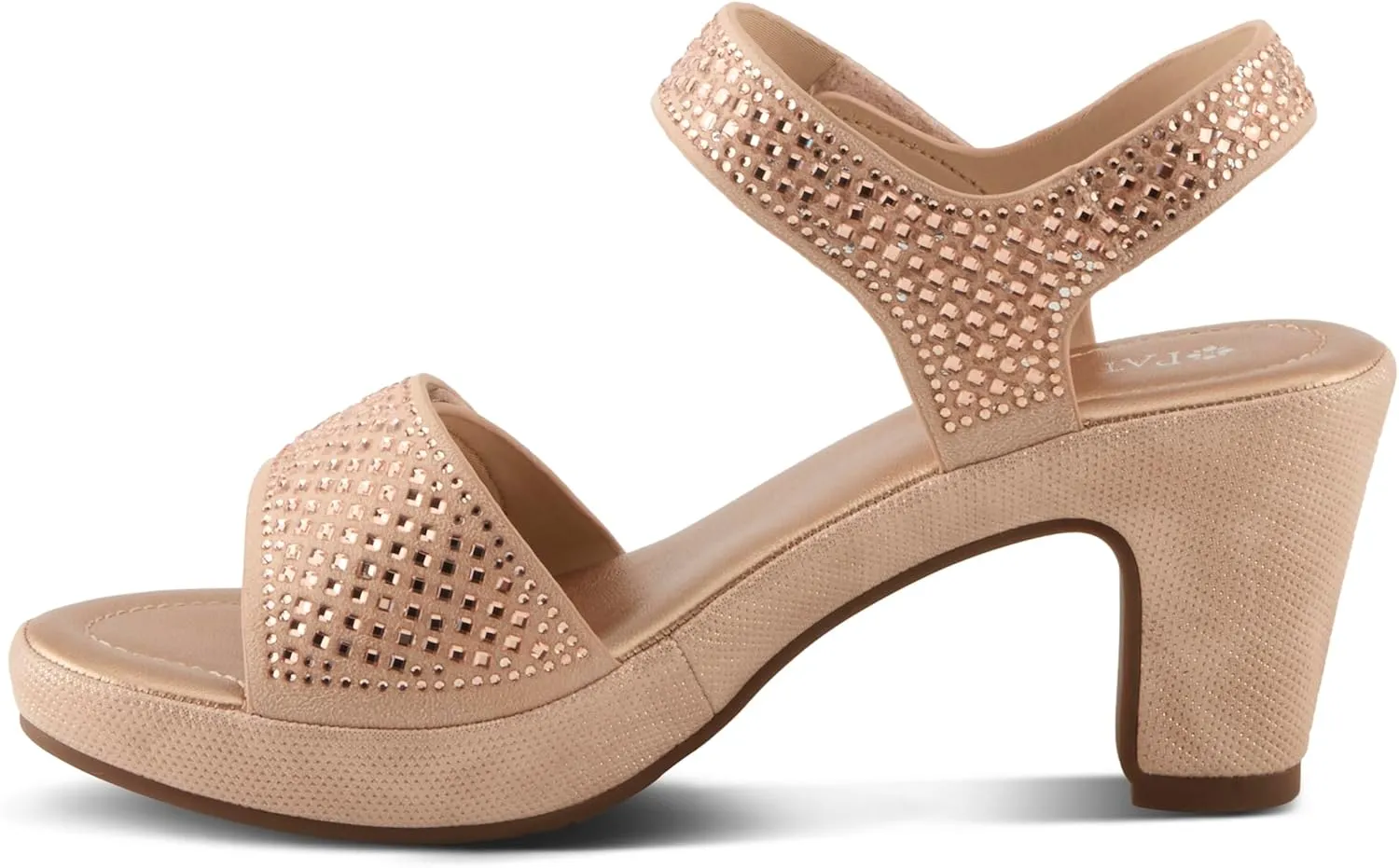 PATRIZIA Women’s Shining Slip-On Wedge Sandals – Crystal Embellished Cut-Out Design ladies slides with Comfy Silky Wrap and Flexible Rubber Sole