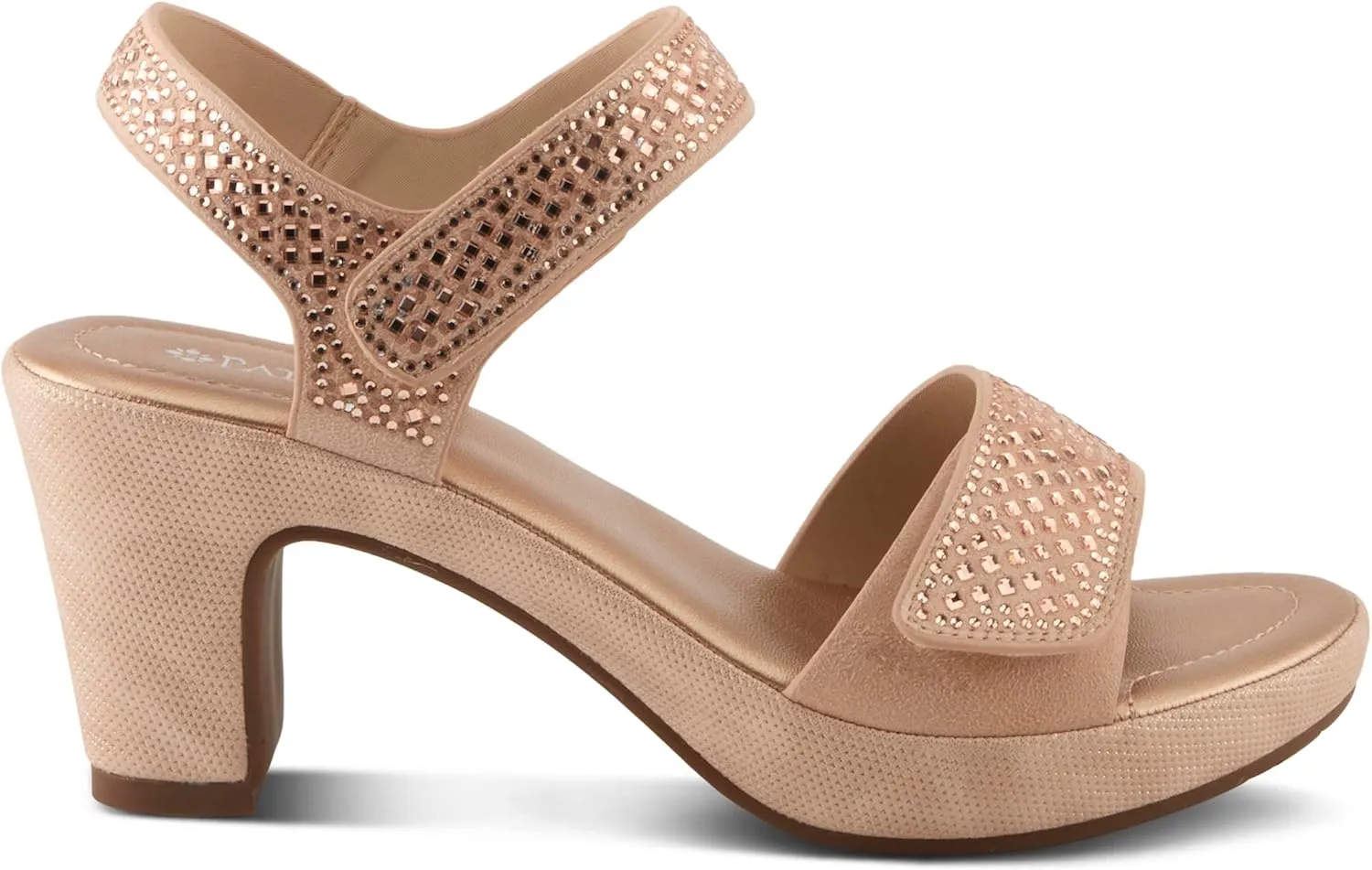 PATRIZIA Women’s Shining Slip-On Wedge Sandals – Crystal Embellished Cut-Out Design ladies slides with Comfy Silky Wrap and Flexible Rubber Sole