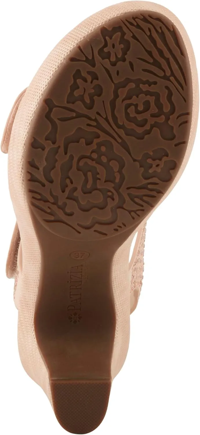 PATRIZIA Women’s Shining Slip-On Wedge Sandals – Crystal Embellished Cut-Out Design ladies slides with Comfy Silky Wrap and Flexible Rubber Sole