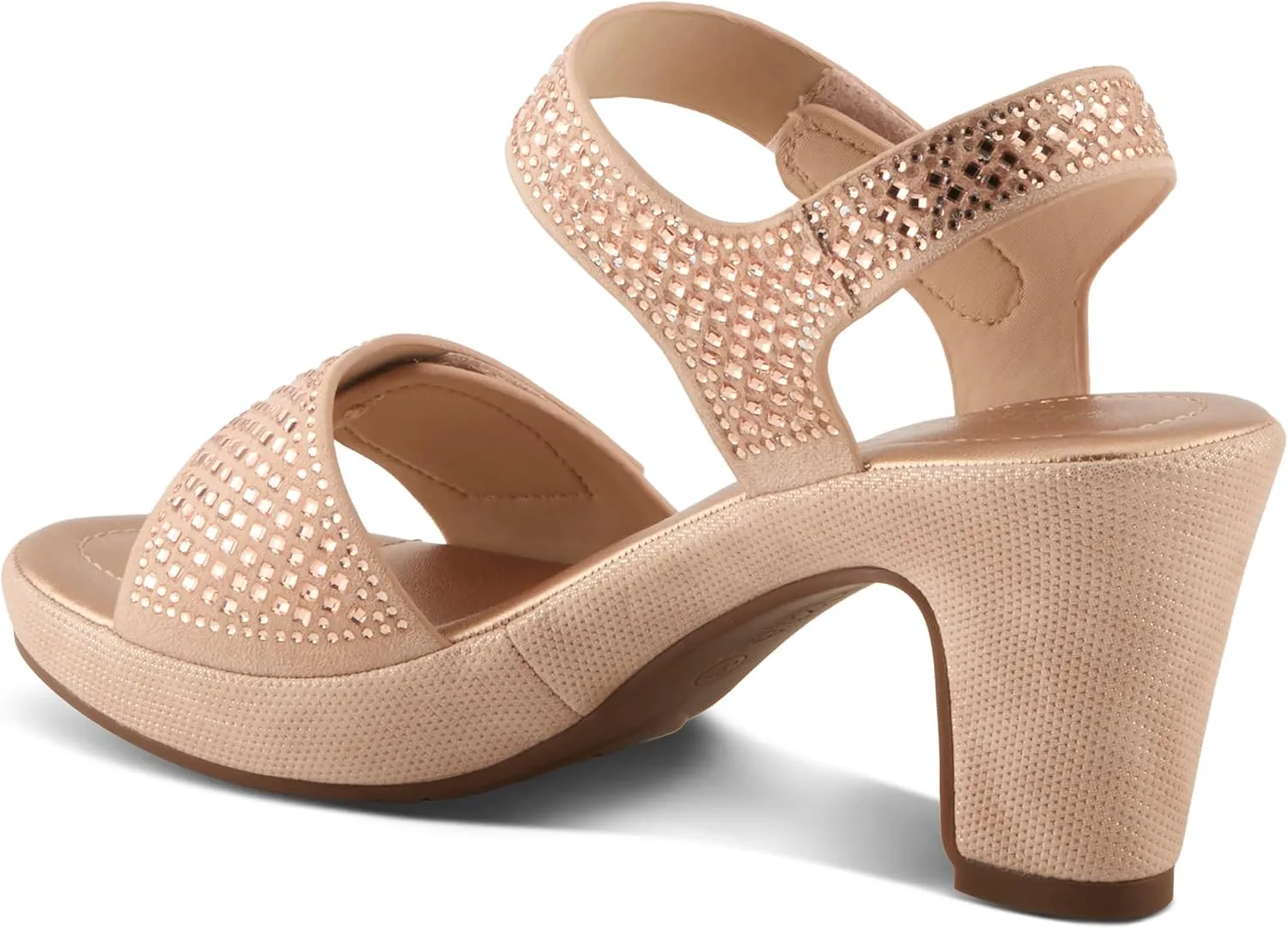 PATRIZIA Women’s Shining Slip-On Wedge Sandals – Crystal Embellished Cut-Out Design ladies slides with Comfy Silky Wrap and Flexible Rubber Sole