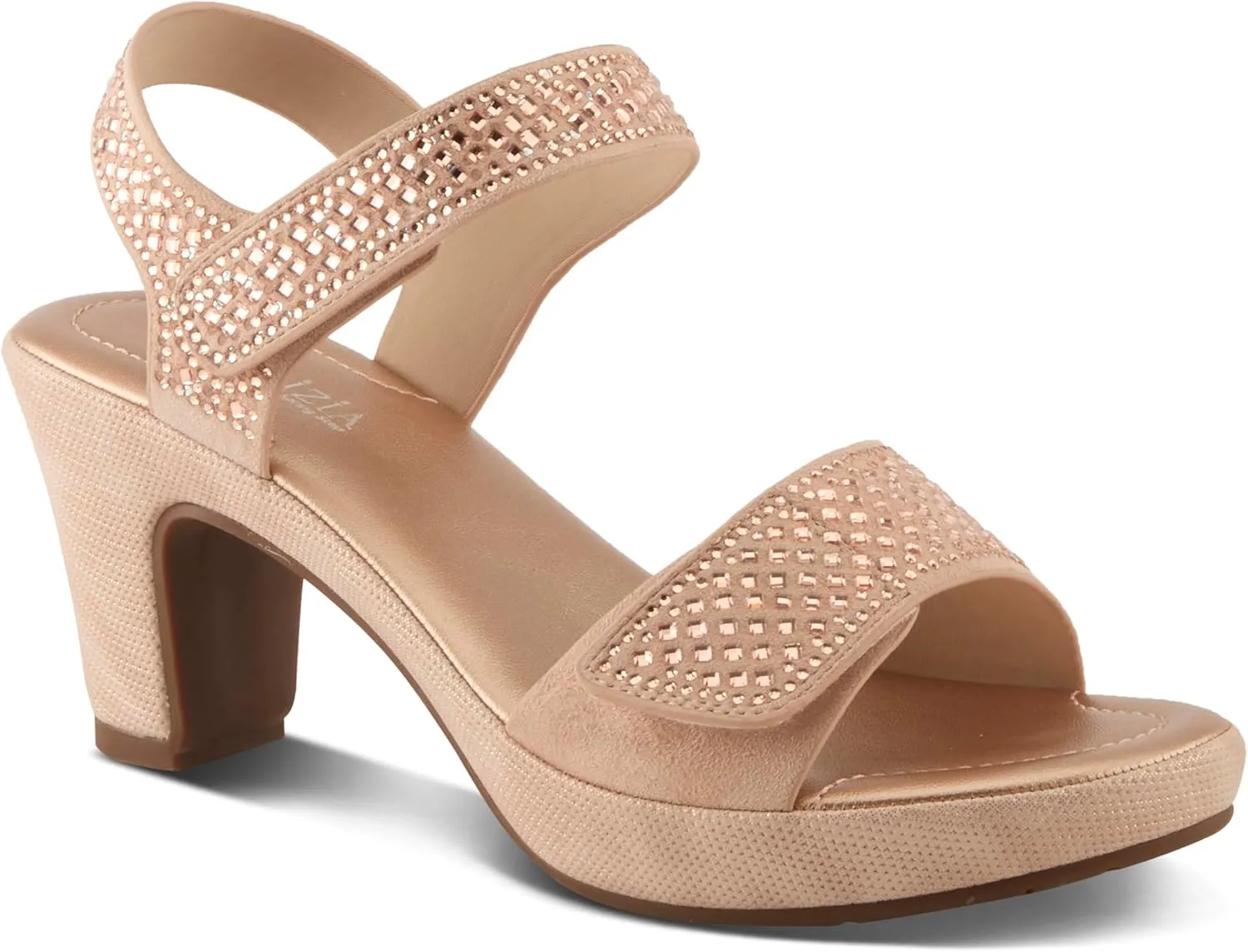 PATRIZIA Women’s Shining Slip-On Wedge Sandals – Crystal Embellished Cut-Out Design ladies slides with Comfy Silky Wrap and Flexible Rubber Sole