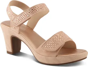 PATRIZIA Women’s Shining Slip-On Wedge Sandals – Crystal Embellished Cut-Out Design ladies slides with Comfy Silky Wrap and Flexible Rubber Sole