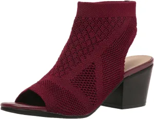 Peep Toe Booties for Women Open Toe Heeled Sandals Knit Cutout Chunky Block Heel Breathable Fashion Shoes US5-11