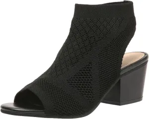 Peep Toe Booties for Women Open Toe Heeled Sandals Knit Cutout Chunky Block Heel Breathable Fashion Shoes US5-11