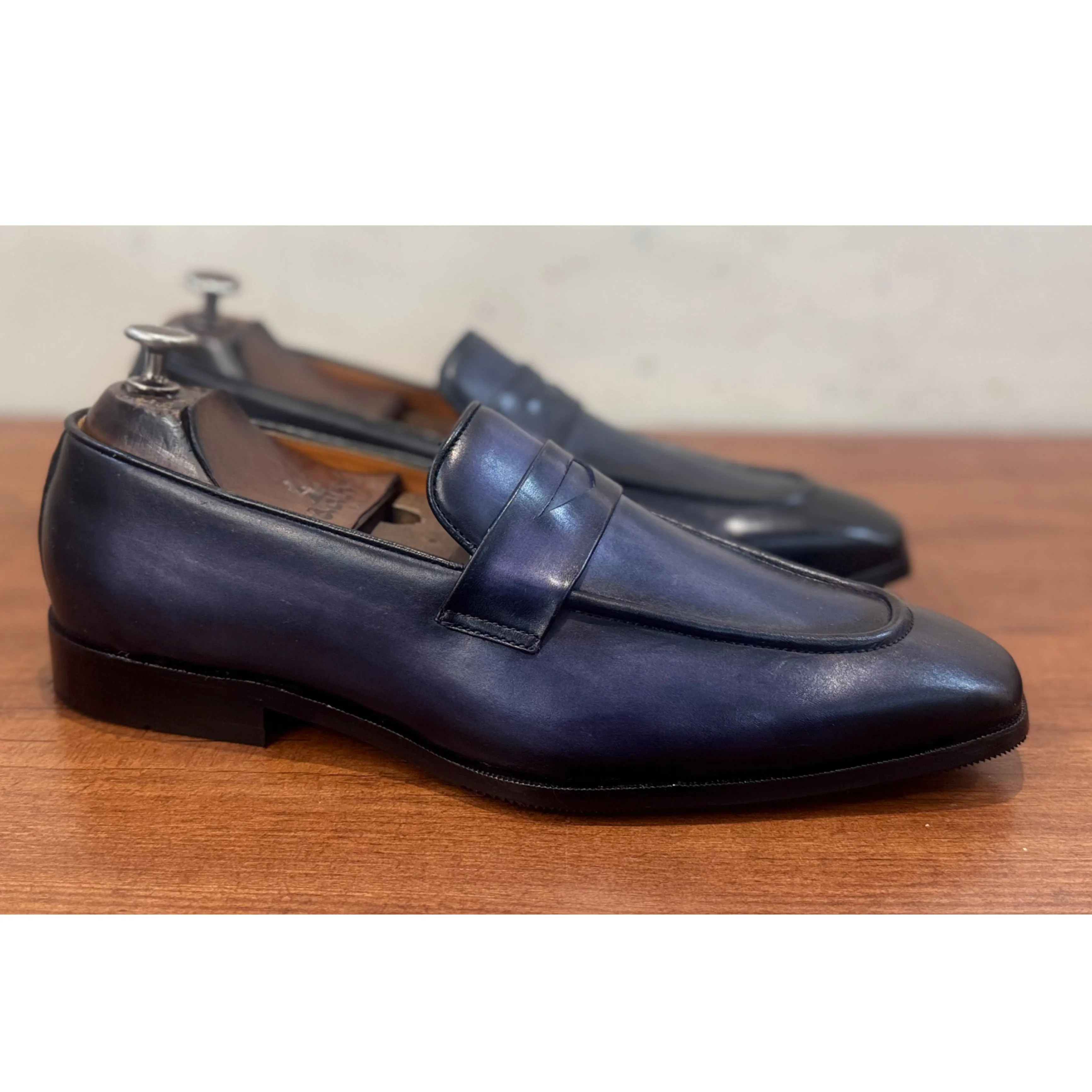 Penny Loafers Blue Hand Patina