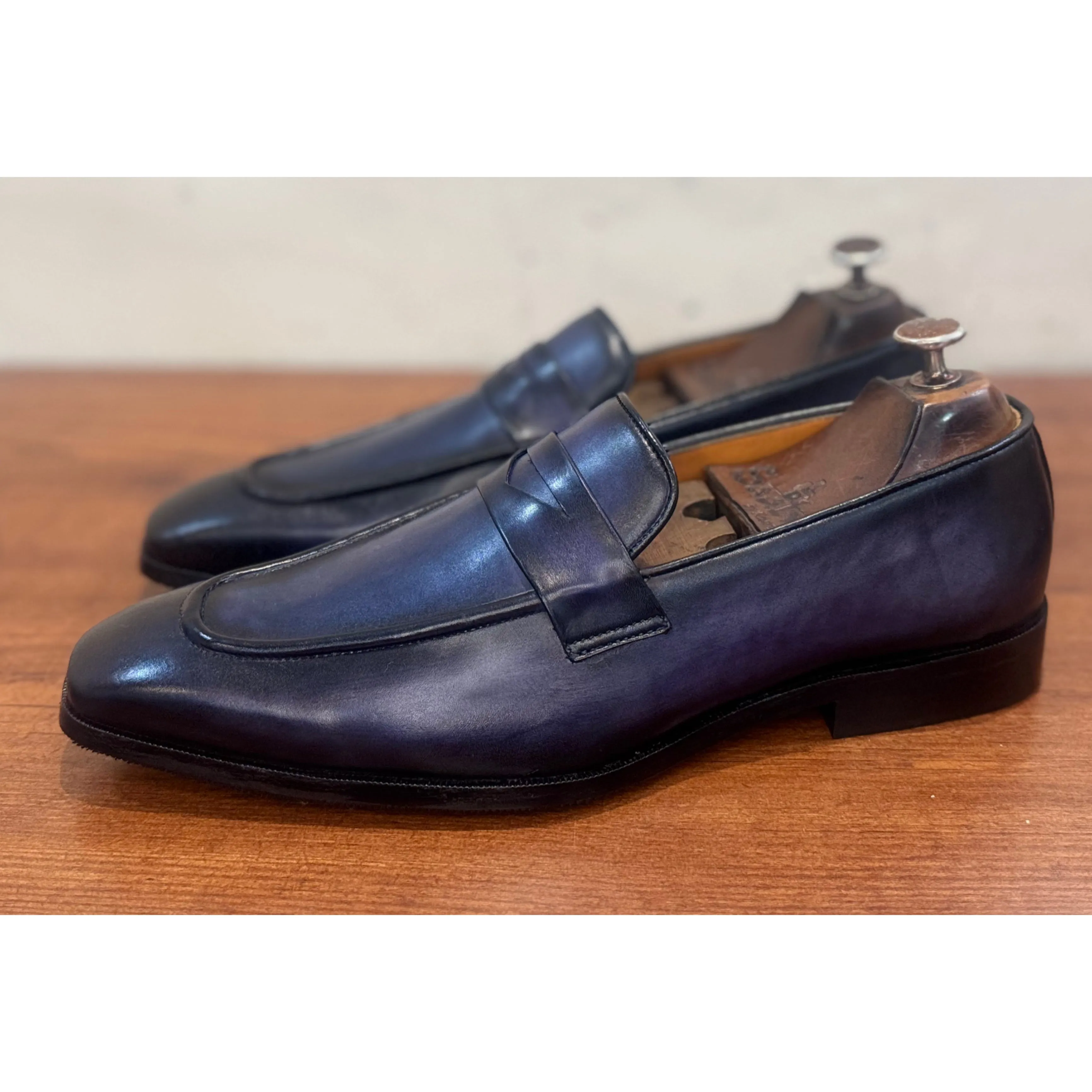 Penny Loafers Blue Hand Patina