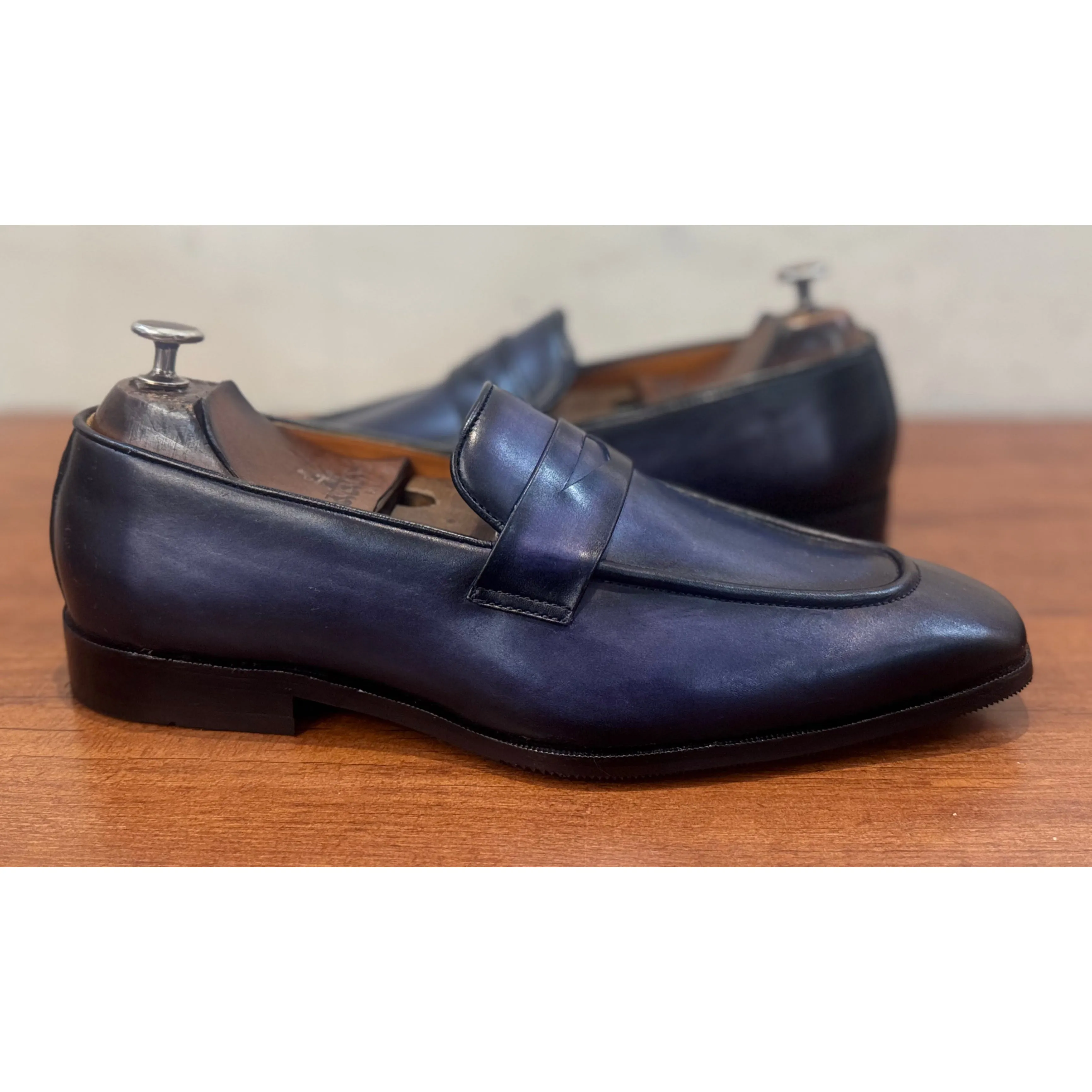 Penny Loafers Blue Hand Patina