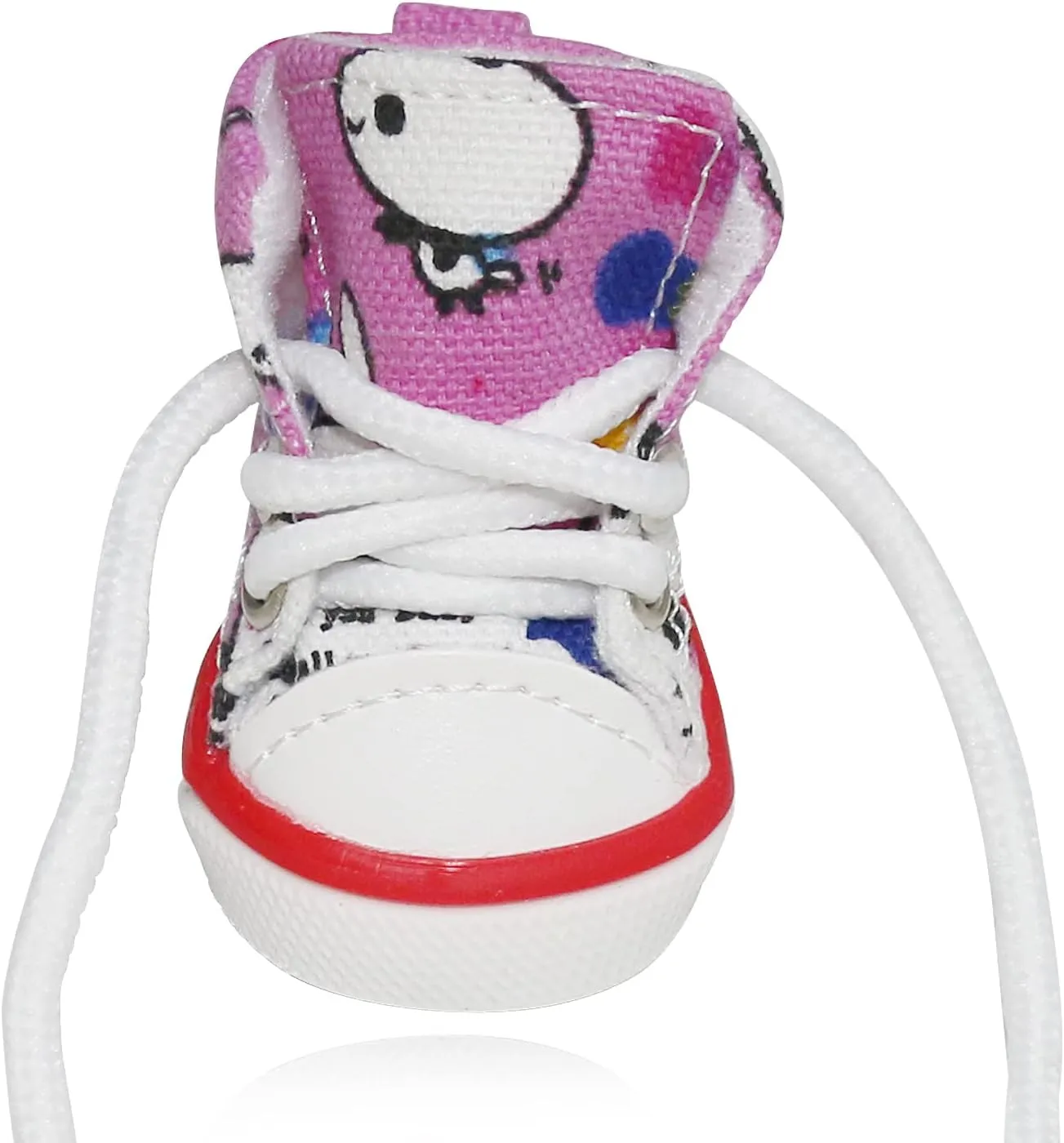 Pet Dog Shoes, BESUNTEK 4Pcs Puppy Canvas Sport Sneaker Boots for Outdoor Walking and Sports, Non-Slip Paw Protective Cover with Graffiti Design for Hot Pavement and Casual (Pink, #1)