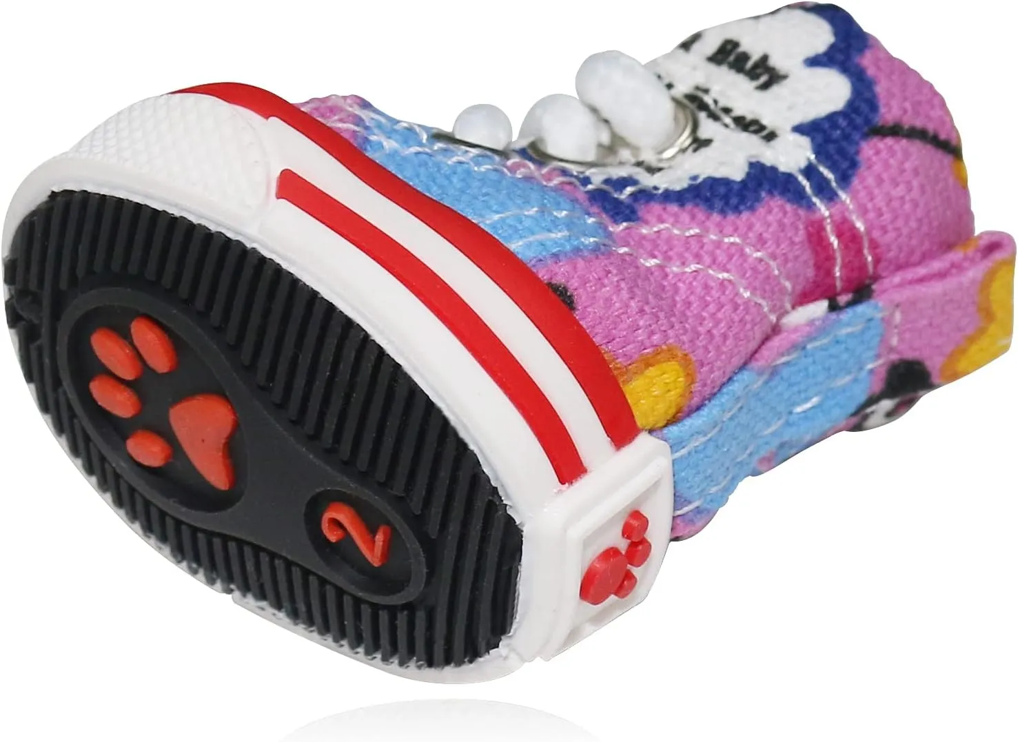 Pet Dog Shoes, BESUNTEK 4Pcs Puppy Canvas Sport Sneaker Boots for Outdoor Walking and Sports, Non-Slip Paw Protective Cover with Graffiti Design for Hot Pavement and Casual (Pink, #1)