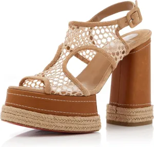 Platform Heeled Sandals for Women Hollow Woven Chunky Heeled Sandals Comfort Beach Braided Platform Block Heels