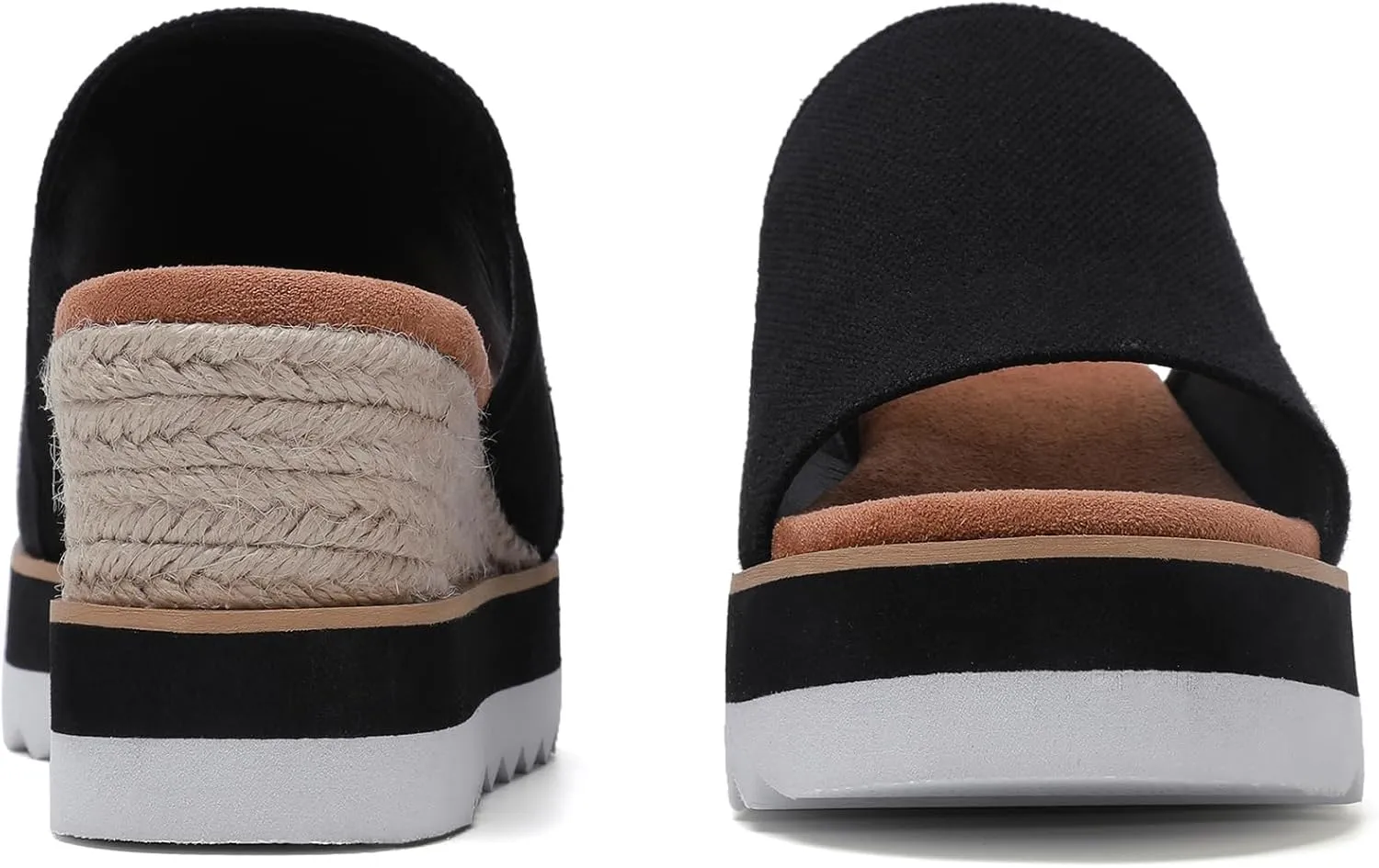 Platform Sandals Espadrilles Mules for Women Wedge Open Toe Slip On Sandals Raffia Womens Sandals Shoes for Summer Vacation Beach Casual