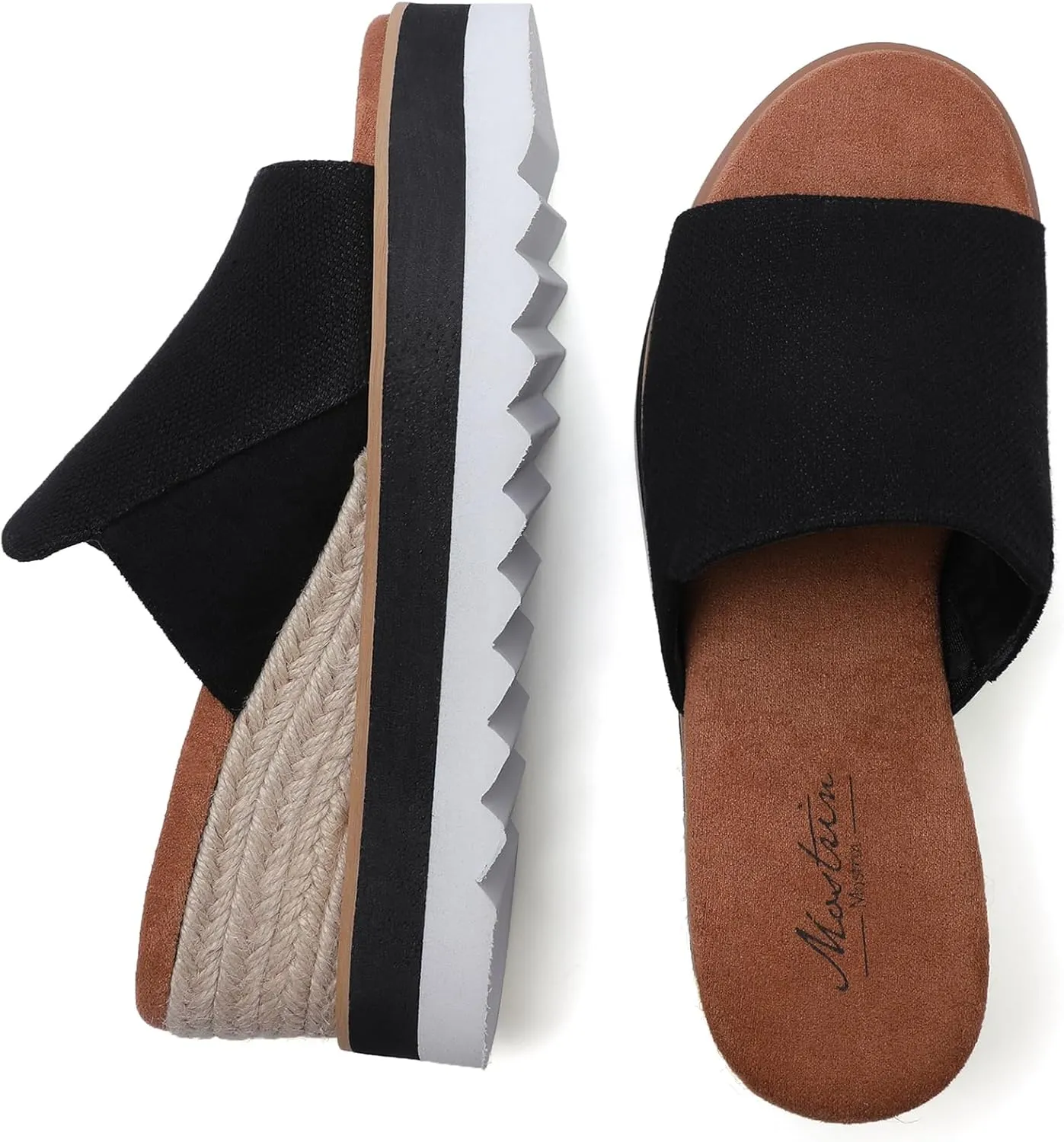 Platform Sandals Espadrilles Mules for Women Wedge Open Toe Slip On Sandals Raffia Womens Sandals Shoes for Summer Vacation Beach Casual