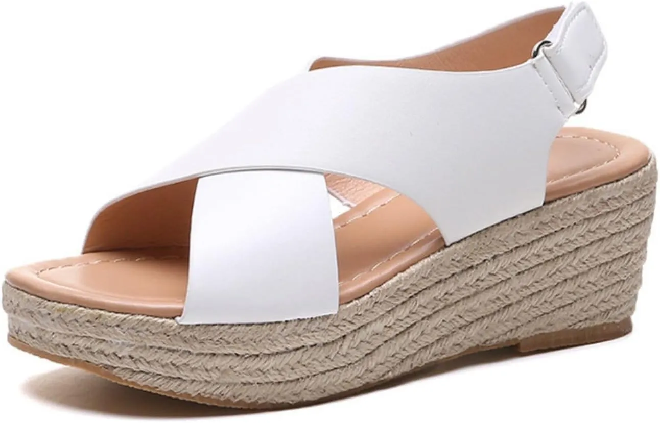 Platform Sandals Women Comfortable High Heel Casual Wedge Shoes Dressy Open Toe Ankle Strap Roman Sandal Espadrille Wedges Hawaiian Vacation Beach Breathable 2025 Trendy Walking Slippers