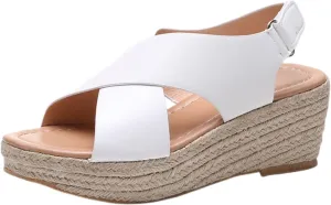 Platform Sandals Women Comfortable High Heel Casual Wedge Shoes Dressy Open Toe Ankle Strap Roman Sandal Espadrille Wedges Hawaiian Vacation Beach Breathable 2025 Trendy Walking Slippers