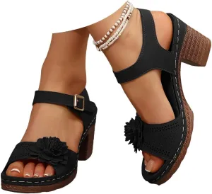 Platform Wedge Sandals for Women 2025 Dressy Summer Ankle Strap Wedges Casual Hollow Out Open Toe Low Heel Comfortable Sandal Work Sandals for Women Office Breathable Dress Shoes