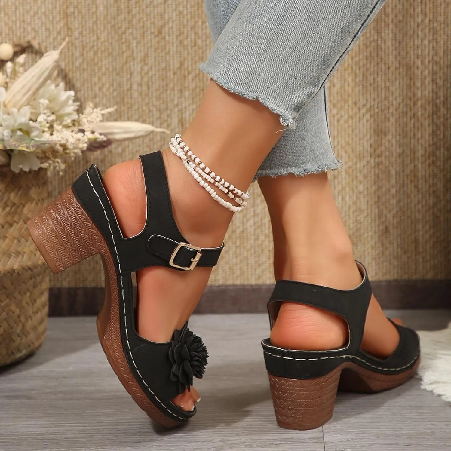Platform Wedge Sandals for Women 2025 Dressy Summer Ankle Strap Wedges Casual Hollow Out Open Toe Low Heel Comfortable Sandal Work Sandals for Women Office Breathable Dress Shoes