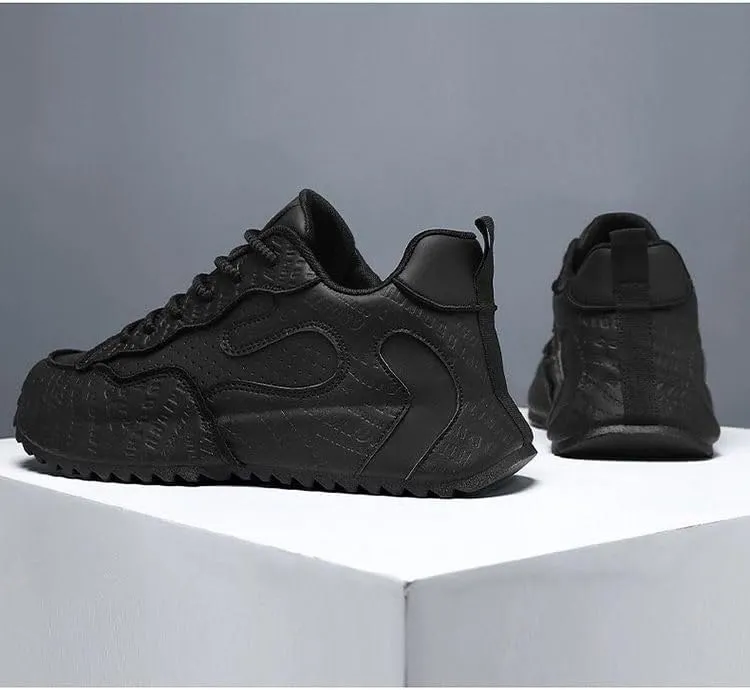 Plus-Size 2025 Spring Men's Casual Fashion Sneakers Pure Color Lace-up with Low Top Wear Resistant Anti-Slip 003