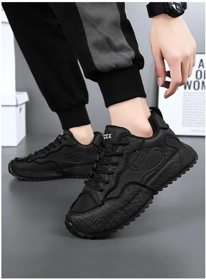 Plus-Size 2025 Spring Men's Casual Fashion Sneakers Pure Color Lace-up with Low Top Wear Resistant Anti-Slip 003