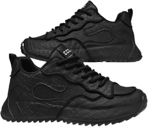 Plus-Size 2025 Spring Men's Casual Fashion Sneakers Pure Color Lace-up with Low Top Wear Resistant Anti-Slip 003