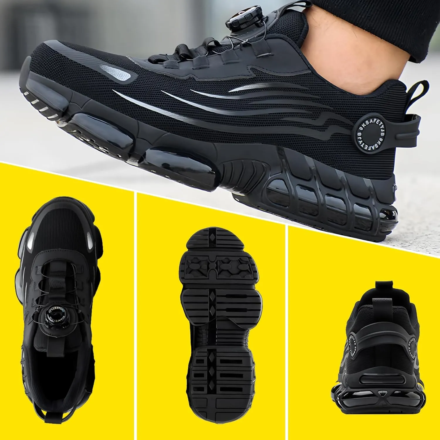 Prestivos Steel Toe Shoes for Men Women Work Safety Air Cushion Shoes Anti-Slip Lightweight Puncture Comfortable Composite Evontiras Steel Toe Casual Sneakers