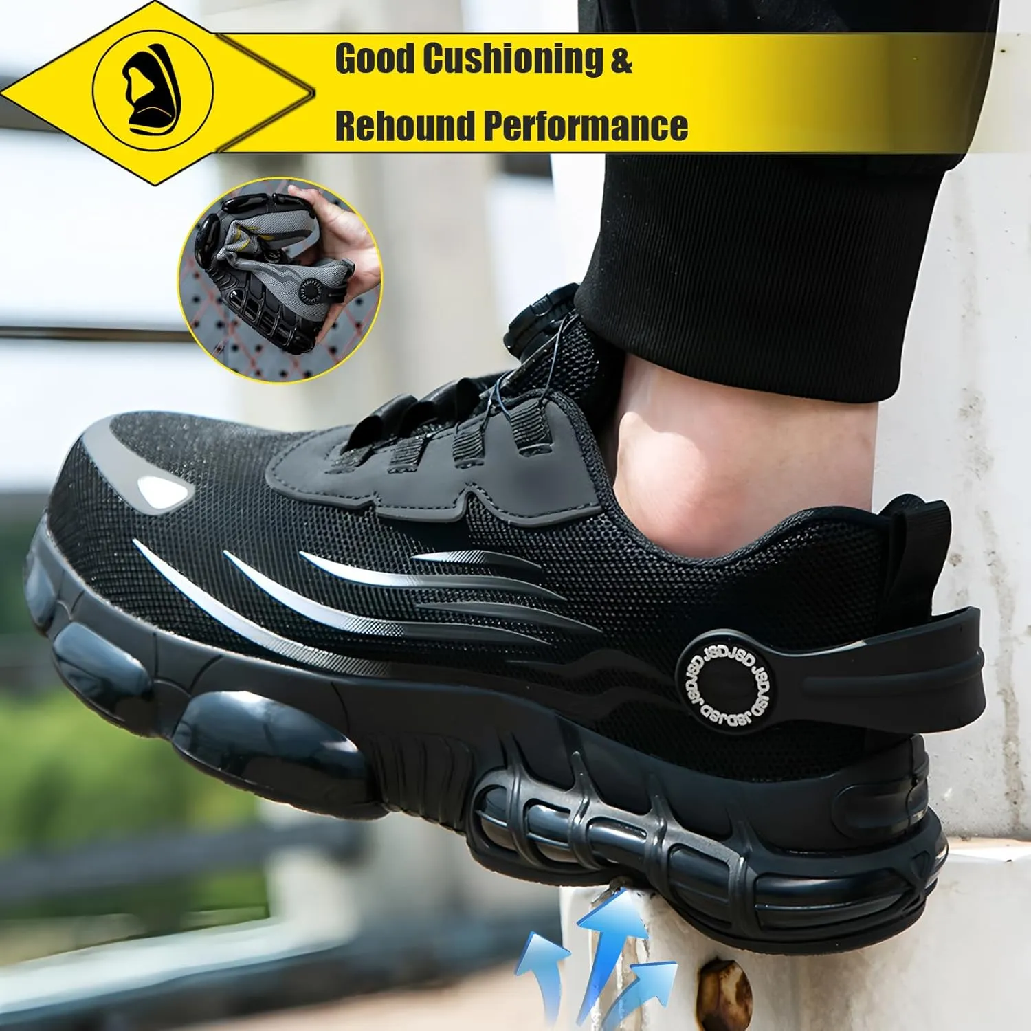 Prestivos Steel Toe Shoes for Men Women Work Safety Air Cushion Shoes Anti-Slip Lightweight Puncture Comfortable Composite Evontiras Steel Toe Casual Sneakers