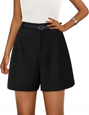 PRETTYGARDEN Shorts for Women Dressy 2025 Summer Elastic High Waisted Wide Leg Business Casual Work Shorts with Pockets
