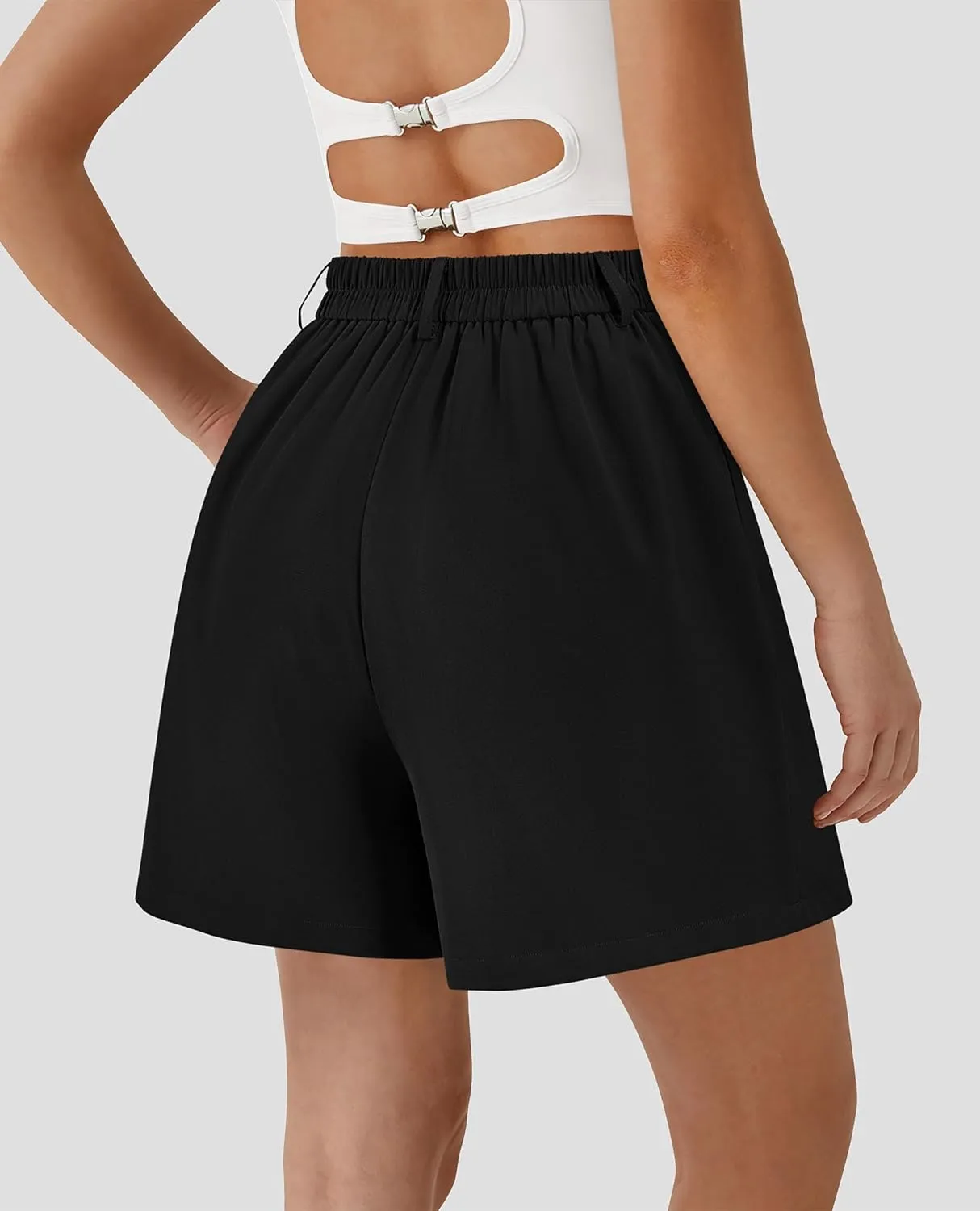 PRETTYGARDEN Shorts for Women Dressy 2025 Summer Elastic High Waisted Wide Leg Business Casual Work Shorts with Pockets