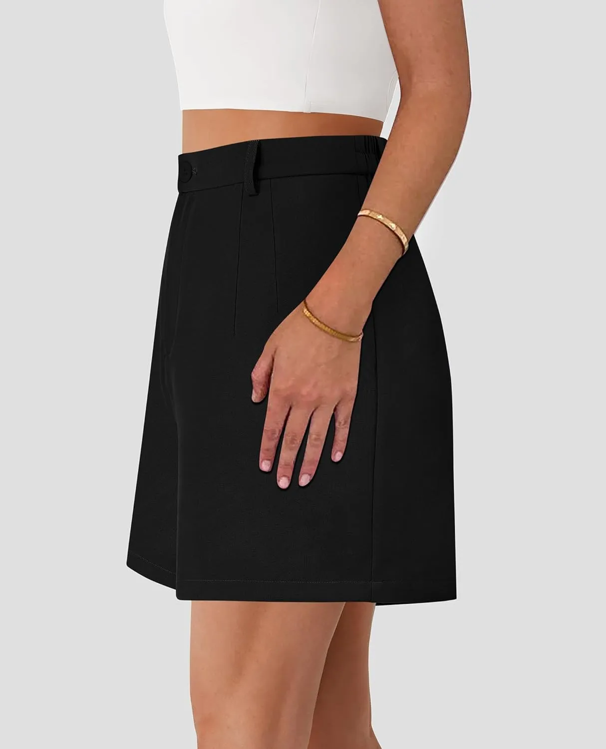 PRETTYGARDEN Shorts for Women Dressy 2025 Summer Elastic High Waisted Wide Leg Business Casual Work Shorts with Pockets