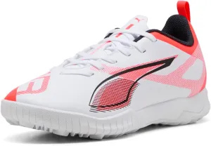 PUMA Unisex-Child Soccer Cleats Play Turf Training Sneaker, Ultra Orange-White-Blue Glimmer, 6 US Big Kid
