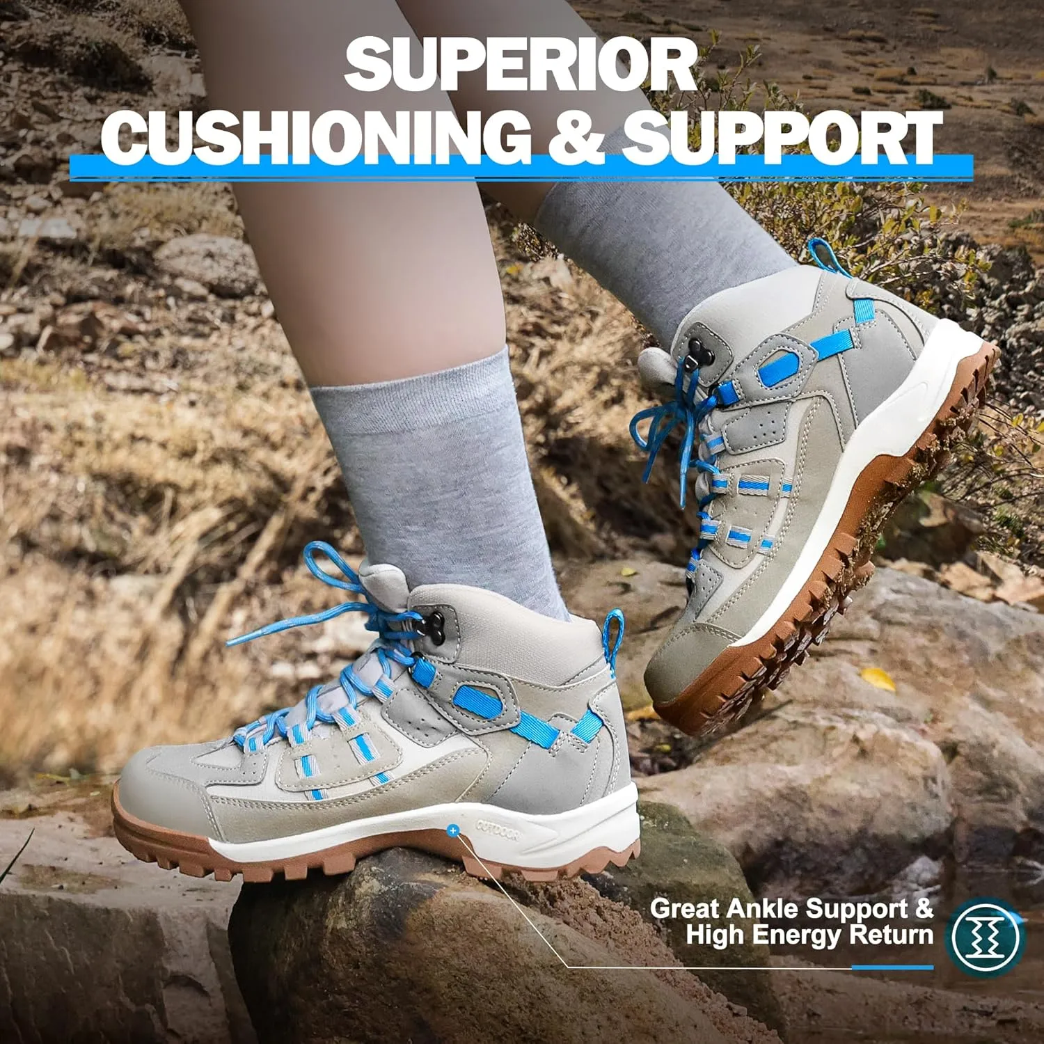 R CORD Hiking Boots Womens Walking Boots for Outdoor Womens Hiking Boots Waterproof Non-Slip Hiking Shoes Womens Comfortable Womens Hiking Shoes