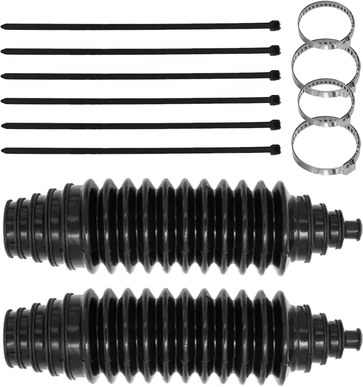 Rack and Pinion Boot Inner Tie Rod Boot Kit, Steering Rack Boot Tool Set with Pinion Bellow Cable Ties and Clamps, Waterproof Dustproof Silicone Bellow Car Boots Accessories 103-3070(Black)