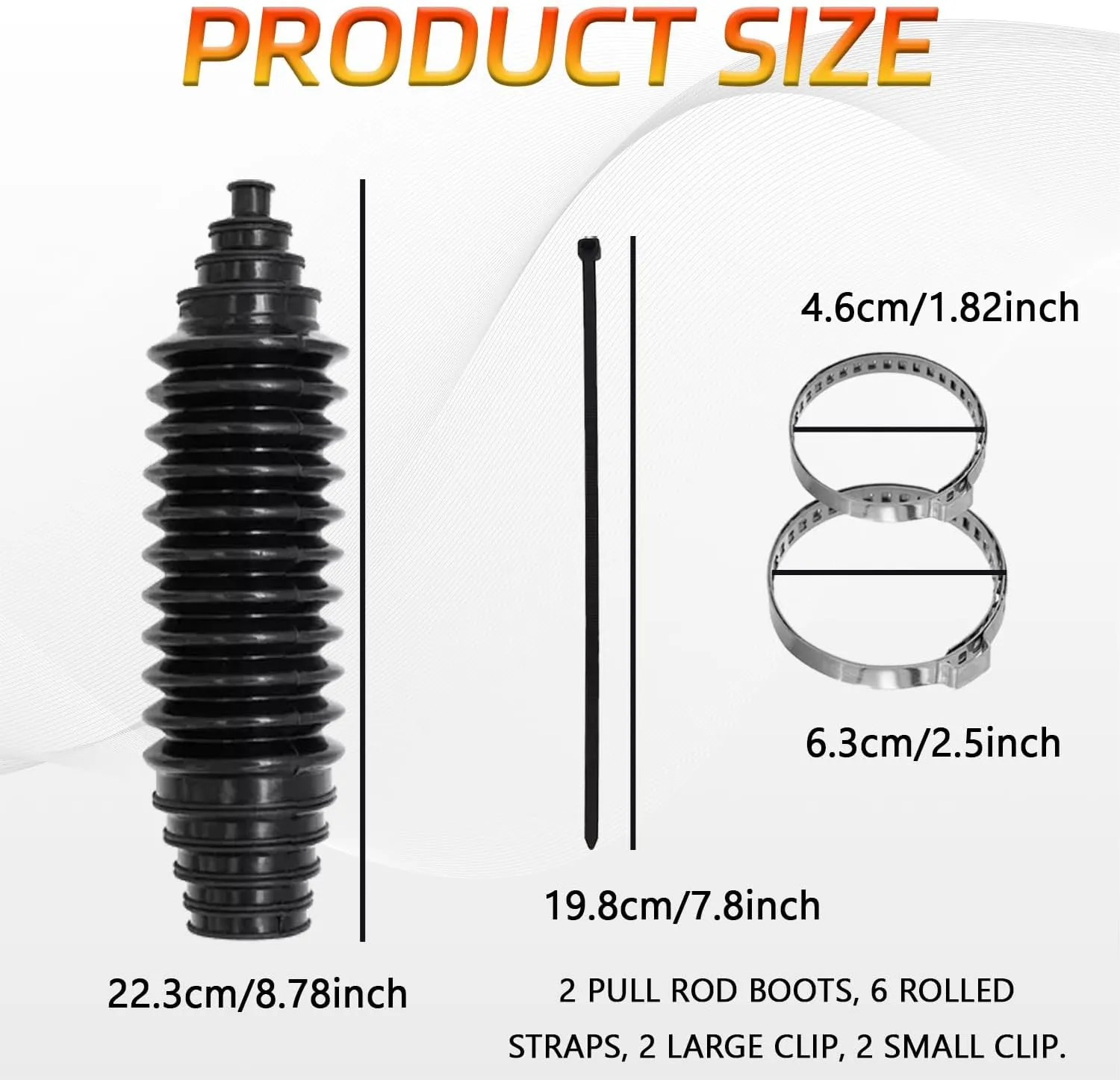 Rack and Pinion Boot Inner Tie Rod Boot Kit, Steering Rack Boot Tool Set with Pinion Bellow Cable Ties and Clamps, Waterproof Dustproof Silicone Bellow Car Boots Accessories 103-3070(Black)