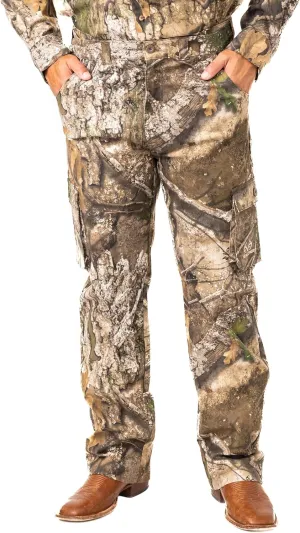Realtree Men's Camo Hunting Pants, Mid Rise, Durable Cargo Pants with 6-Pocket, Comfort Fit, Men's Outdoor Pants