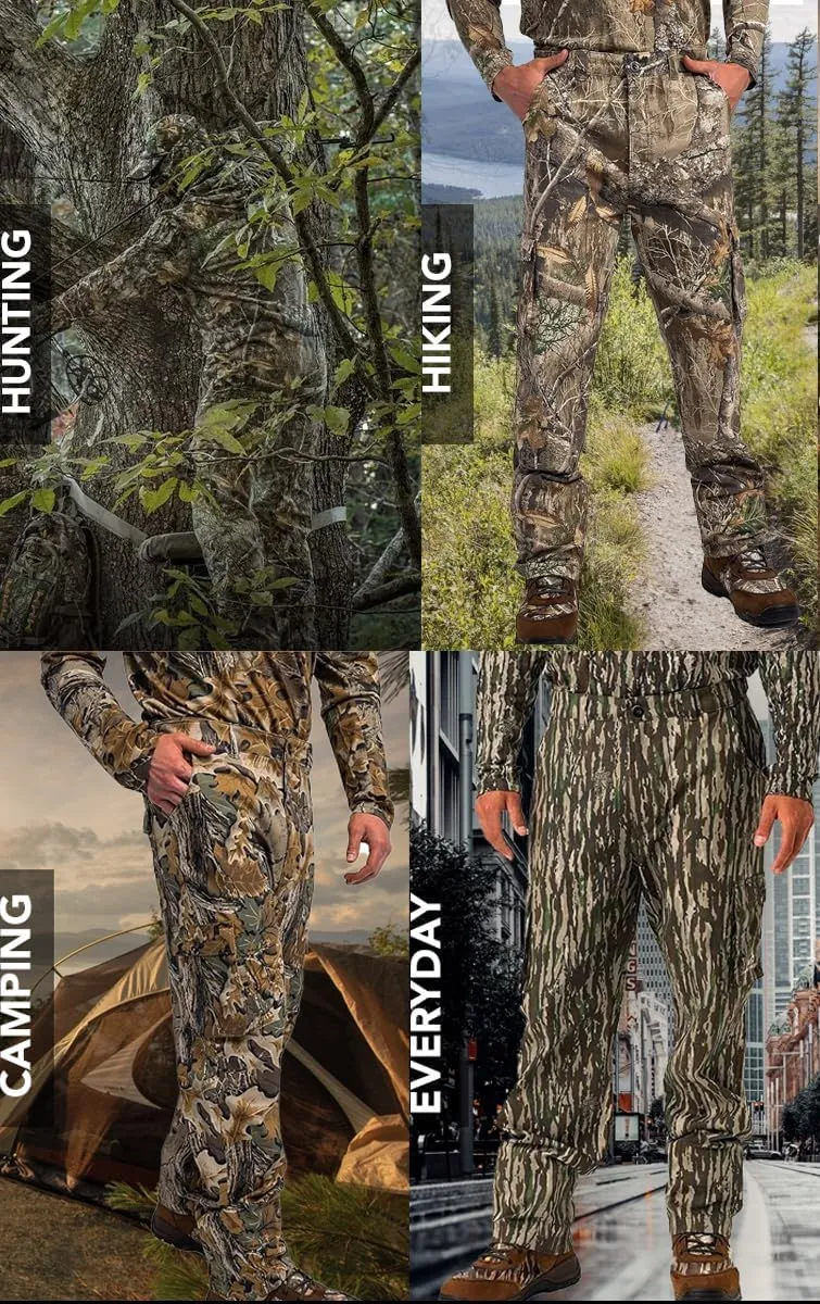 Realtree Men's Camo Hunting Pants, Mid Rise, Durable Cargo Pants with 6-Pocket, Comfort Fit, Men's Outdoor Pants