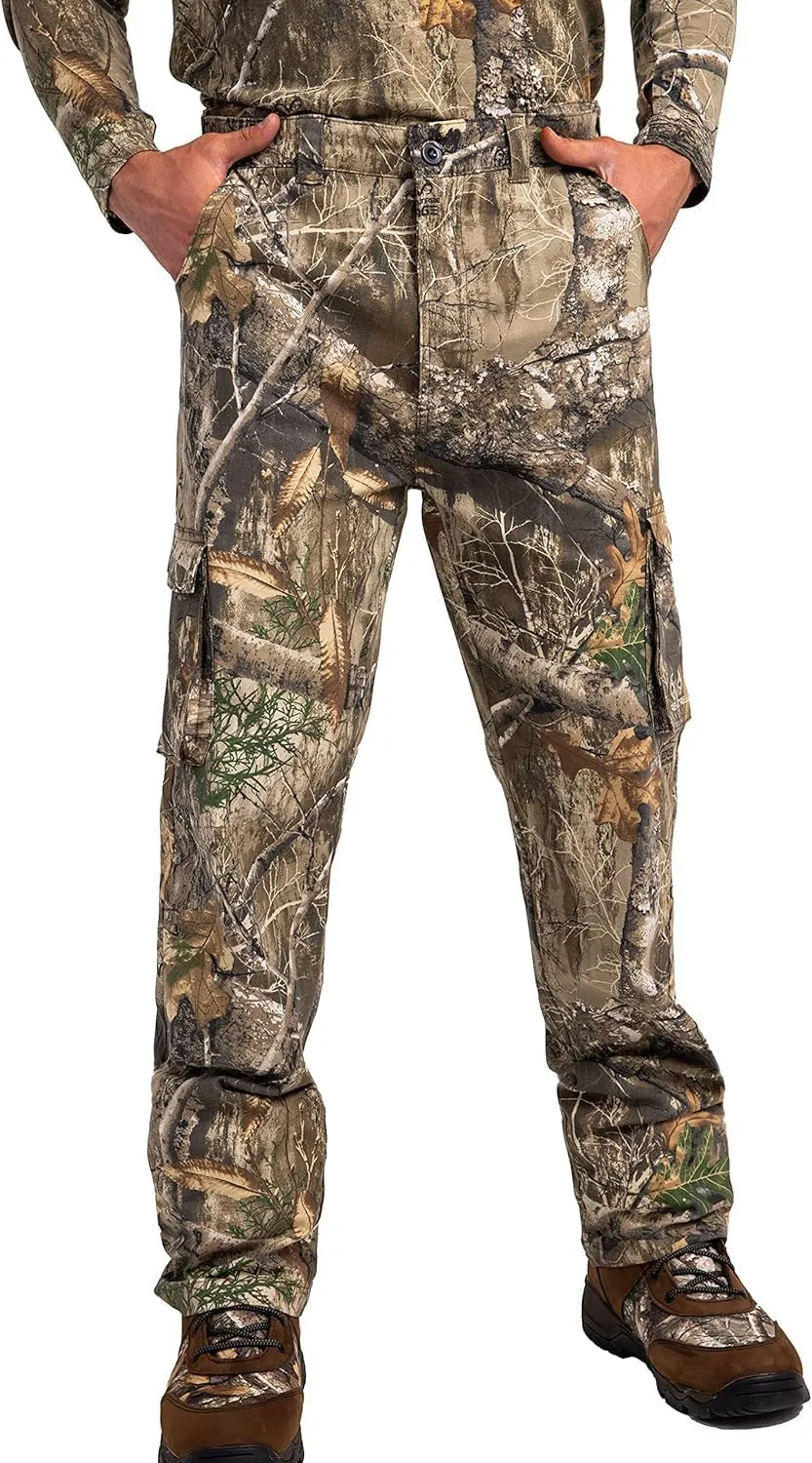 Realtree Men's Camo Hunting Pants, Mid Rise, Durable Cargo Pants with 6-Pocket, Comfort Fit, Men's Outdoor Pants